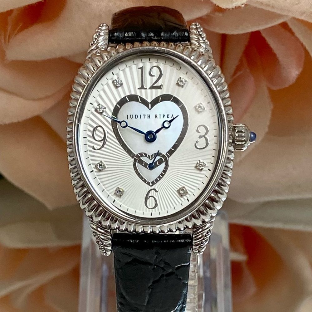 Judith Ripka Sterling Silver Heart Motif MOP Dial Ladies Dress Watch - Picture 5 of 16